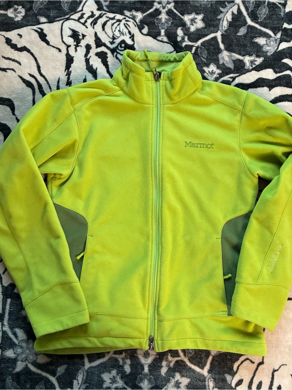 010 - WOMENS MARMOT MATCHA GREEN ZIP UP FLEECE JACKET
